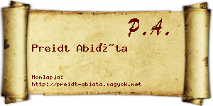 Preidt Abiáta névjegykártya